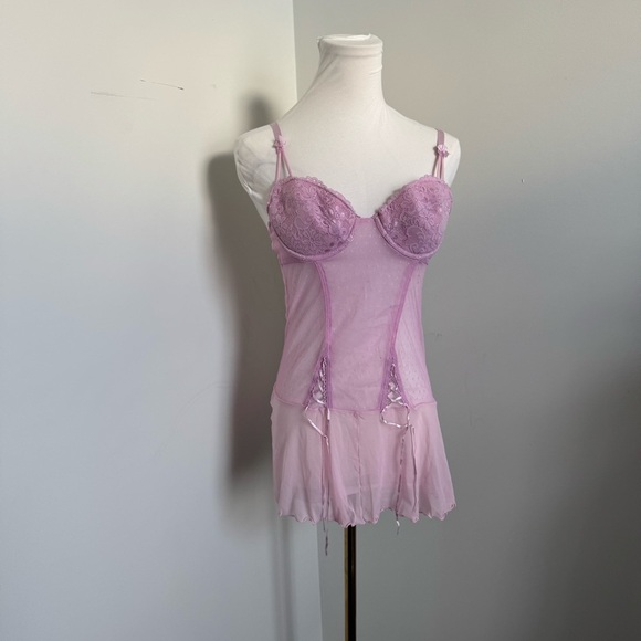 Y2K Lavender Mesh Babydoll Lingerie S/M Fairycore coquette s/m - Picture 3 of 6